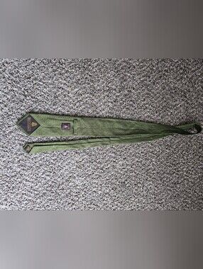 Best Of Class Talbots Lime Green and Black Micro-Pattern Silk Tie